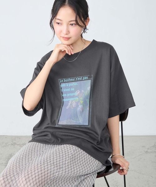 芽風★ センソユニコ　ペイントプリント　カットソー　半袖　オーバーサイズ forksy.（フォルクシー） tシャツ 半袖 「forksy.」フォトグラフィック