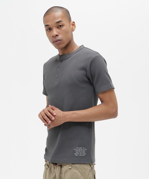 AVIREX（アヴィレックス） ヘンリーネック tシャツ MINI WAFFLE HENRY