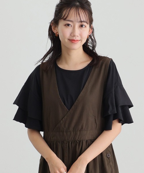 「ElegChic」 「LARU」半袖カットソー X-LARGE ブラック レディース_画像2