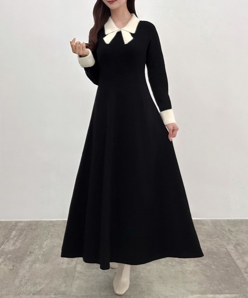 「CENEA」 ニットワンピース MEDIUM チャコール レディース_画像2
