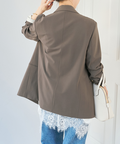 定価3.19万 スピックアンドスパン プレーンウィーブダブルブレストジャケット Spick＆Span（スピック アンド スパン） ジャケット テーラード