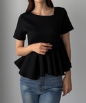 tシャツ 半袖 アシメネックペプラムトップス ...の詳細画像1