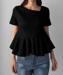 tシャツ 半袖 アシメネックペプラムトップス ...の詳細画像2