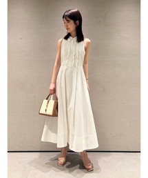 清楚✨セルフォード シャツ プリーツワンピース Aライン ベルト　ノースリーブ CELFORD（セルフォード） ワンピース 「洗える」フロントフリル