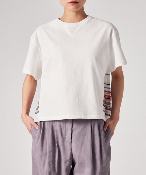 tシャツ ウィメンズ プリーツ コンビネーション カットソー / 165150 441V レディースの画像