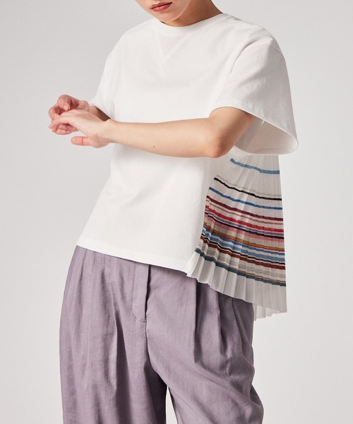 tシャツ ウィメンズ プリーツ コンビネーション カットソー / 165150 441V レディースの画像