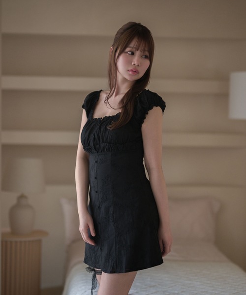 M DOLLY ブラウス シャツ 半袖 Cotton flower hazel long tops