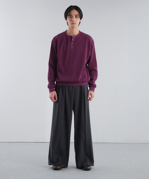 「Adoon plain」 長袖Tシャツ LARGE パープル メンズ_画像2