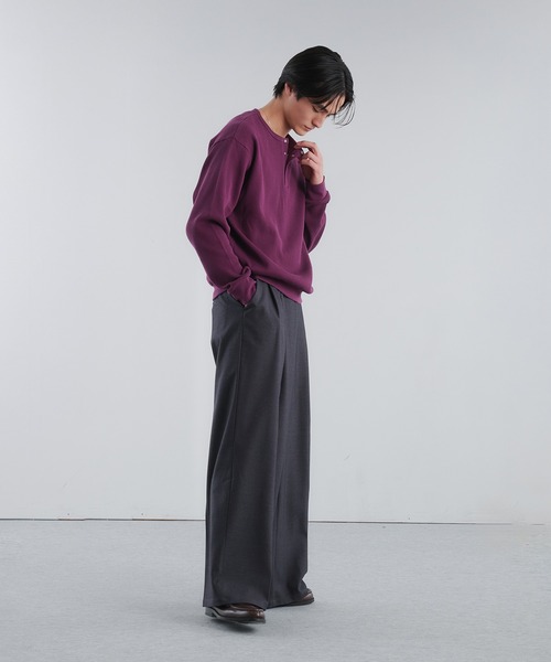 「Adoon plain」 長袖Tシャツ LARGE パープル メンズ_画像4