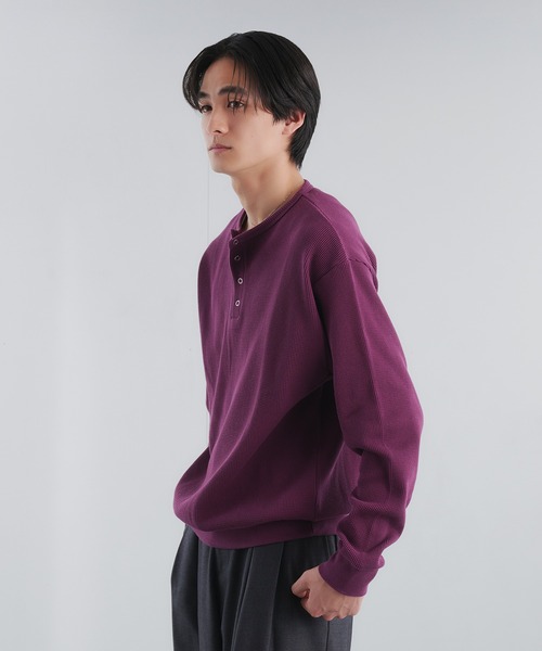 「Adoon plain」 長袖Tシャツ LARGE パープル メンズ_画像5