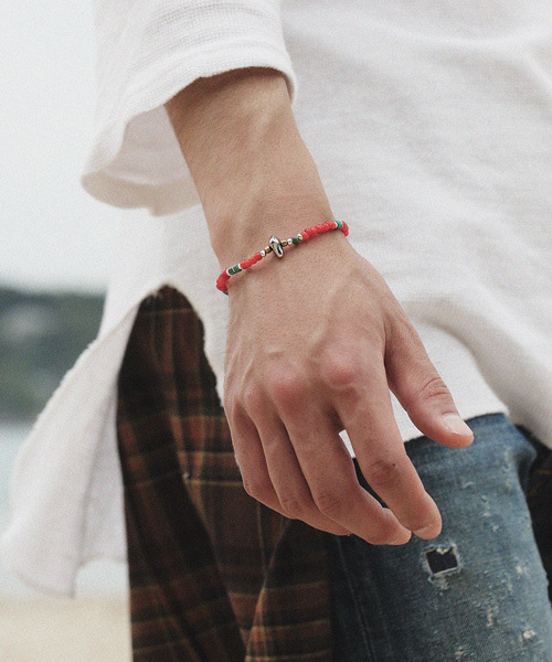 SunKu（サンク） ブレスレット White Heart Mix Bracelet メンズ