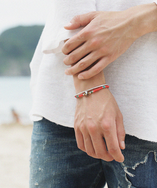SunKu（サンク） ブレスレット White Heart Mix Bracelet メンズ