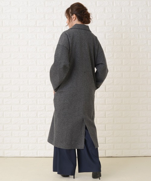 美品 グレースクラス レース チェスターコート ロングコート ネイビー サイズF レースレディース Lace Ladies グレンチェック柄ロングチェスター