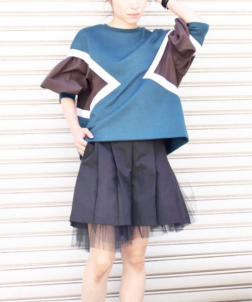 AVIE パンツ オックスチュールレイヤードキュロットパンツ