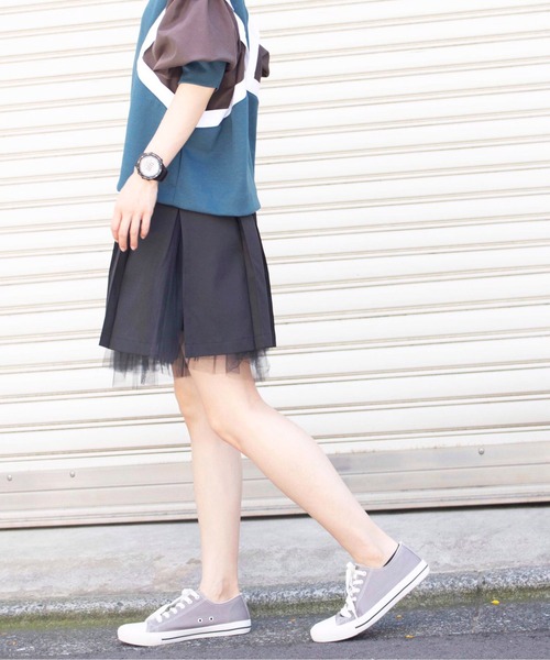 AVIE（アビィ） パンツ オックスチュールレイヤードキュロットパンツ