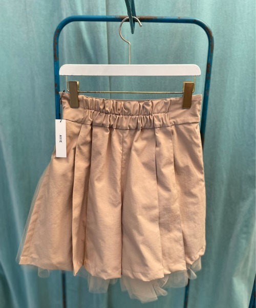 AVIE パンツ オックスチュールレイヤードキュロットパンツ
