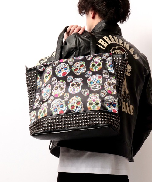 BLACK JACKALL CROWN トートバッグ ナイロン スタッズ デコレーション 