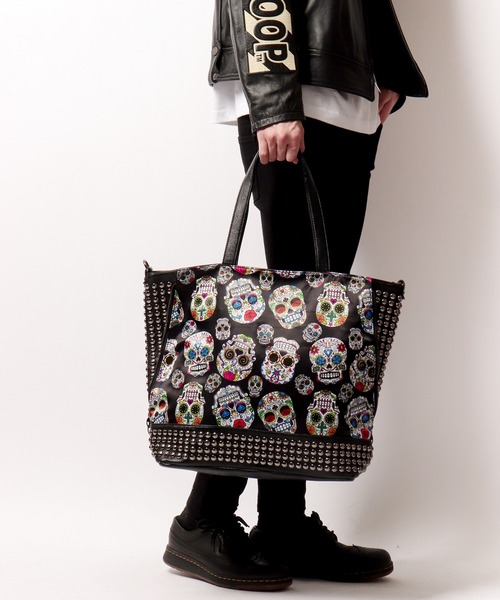BLACK JACKALL CROWN トートバッグ ナイロン スタッズ デコレーション 