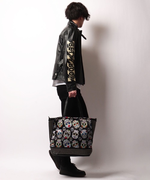 BLACK JACKALL CROWN トートバッグ ナイロン スタッズ デコレーション 