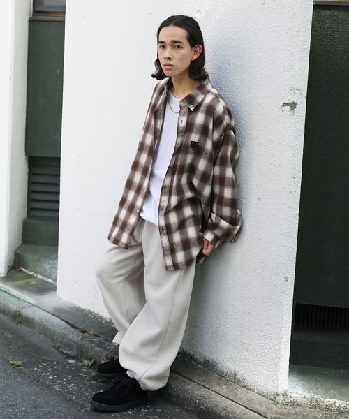 パンツ 極太バルーンフリースワイドパンツ サイドライン メンズ