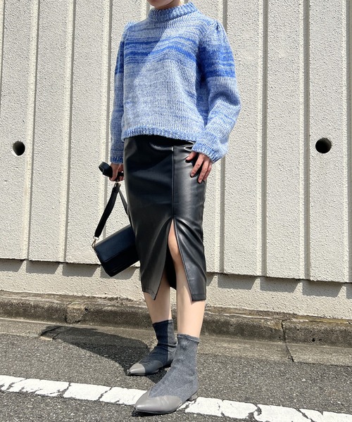 Jewelobe スカート シンセティックレザーミディタイトスカート