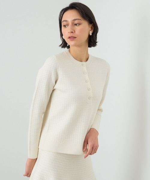 美品✨アナイ 2023 千鳥ジャガードヘンリーネックプルオーバー ニット 美品✨アナイ 2023 千鳥ジャガードヘンリーネックプルオーバー