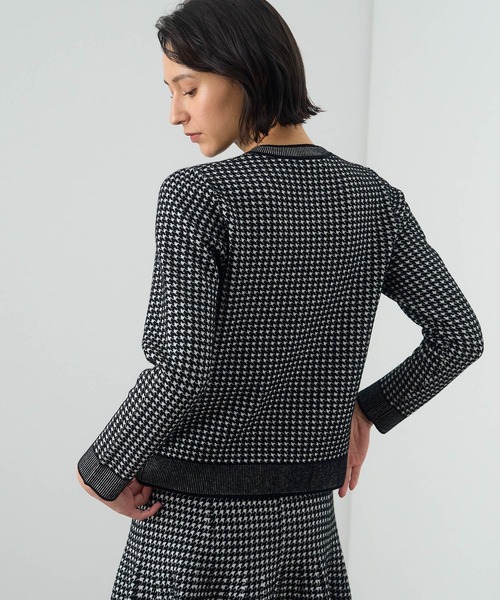 ANAYI ニット セーター 千鳥ジャガードヘンリーネック プル
