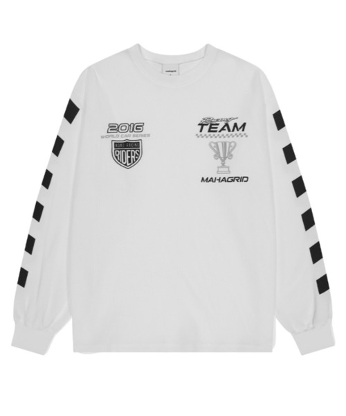 tシャツ 「mahagrid/マハグリッド」W.C.S RACING WAFFLE LS TEE/ワッフル素材 レーシング 長袖Tシャツ レディース