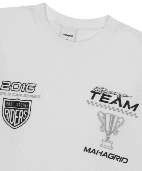 tシャツ 「mahagrid/マハグリッド」W.C.S RACING WAFFLE LS TEE/ワッフル素材 レーシング 長袖Tシャツ レディース MAHAGRID tシャツ 「mahagrid/マハグリッド」W.C.S RACING