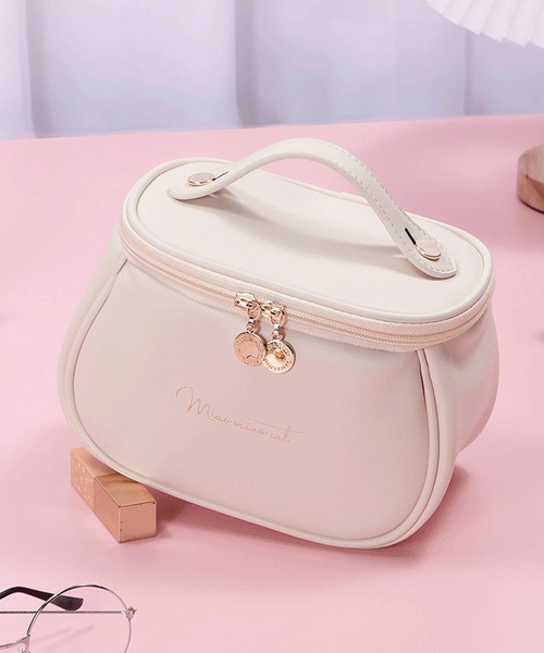 florist ポーチ 「ブラシ収納＆小物ポケット付き」大容量 レザータッチ