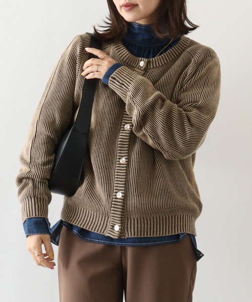 カーディガン 「a.n.l」二重臼クルーカーデ レディース カーディガン 「a.n.l」二重臼クルーカーデ レディース