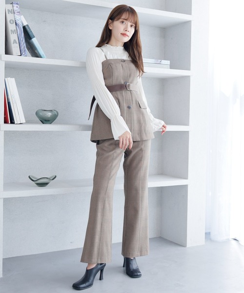 LADYMADE スラックス パンツ クロスベルトフレアパンツ