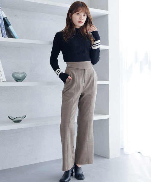 LADYMADE スラックス パンツ クロスベルトフレアパンツ