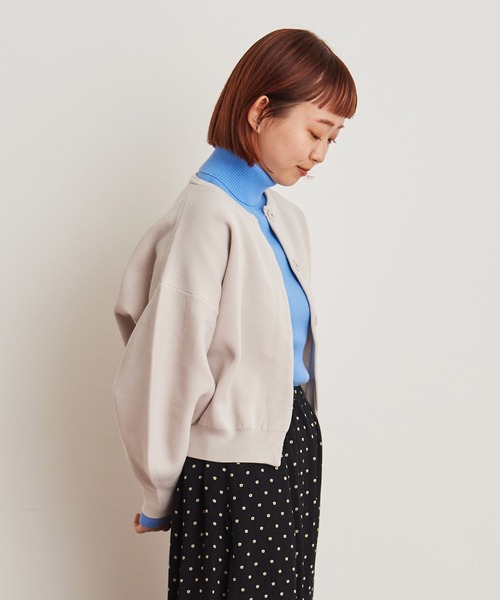 カーディガン AMOSSAミラノリブパフスリーブ カーディガン レディース Dot＆Stripes CHILD WOMAN カーディガン AMOSSAミラノリブ