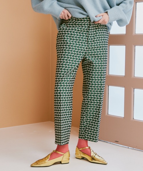 manana suerte パンツ ジャガードDOTテーパードパンツ