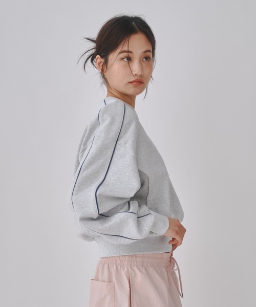 トレーナー スウェット (WOMAN) WAVE LOGO BYCOLOR CROP SWEATSHIRTS レディース WOMAN) WAVE LOGO BYCOLOR CROP SWEATSHIRTS（スウェット