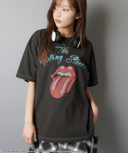 売れ筋商品|||ラッキーブランド カットソー トップス レディース Women's Rolling Stones Patch Cotton T-Shirt Fossil Search | Lucky Brand