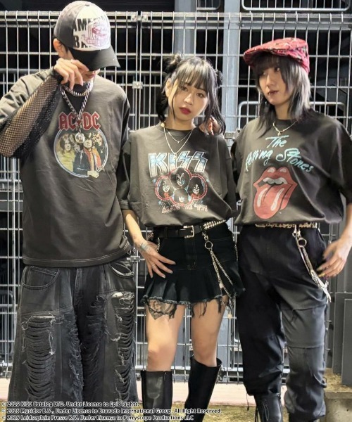SPINNS tシャツ バンドTシャツ/KISS/ACDC/The Rolling Stones