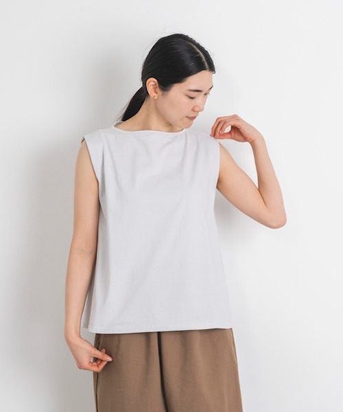 D tシャツ ドライコットンノースリーブ「ドレープ」 レディース