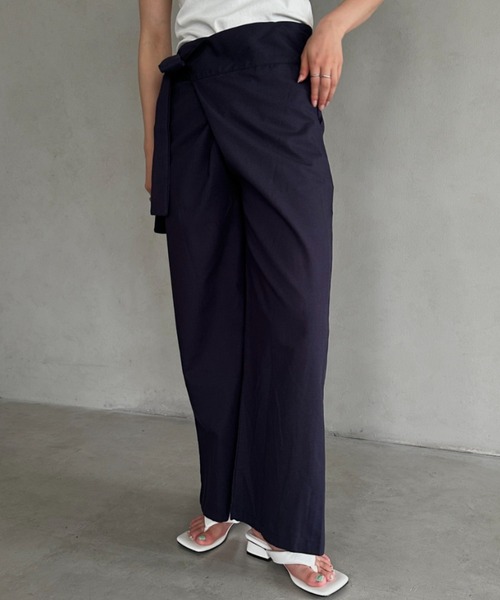 パンツ ラップリネン混ワイドパンツ レディース : ZOZOTOWN Yahoo!店