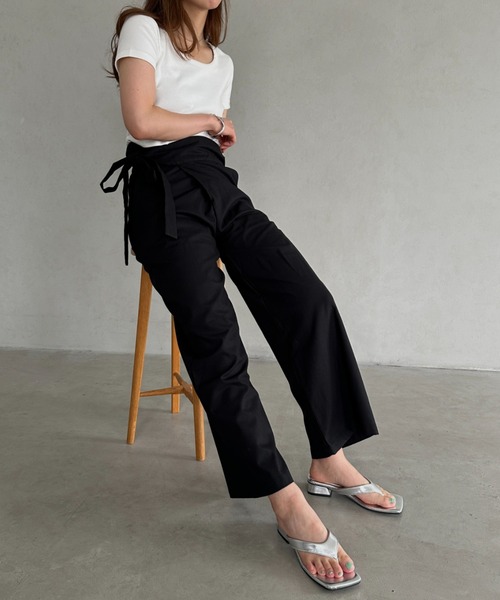 パンツ ラップリネン混ワイドパンツ レディース : ZOZOTOWN Yahoo!店