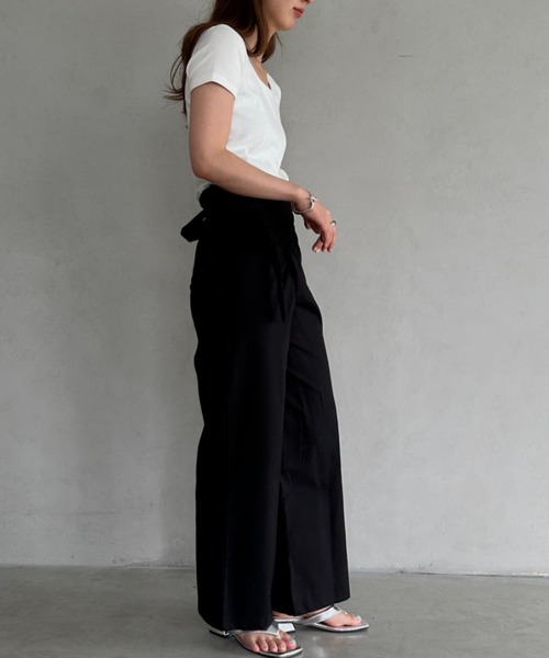 パンツ ラップリネン混ワイドパンツ レディース : ZOZOTOWN Yahoo!店