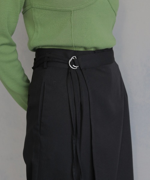 新品 &g'aime レイヤードパンツ &g'aime】ラップレイヤードワイドパンツ WRAP LAYERED WIDE