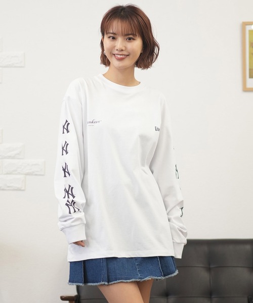 tシャツ NEW ERA/ニューエラ ロンT MLB スリーブロゴ 14324713/14450339 レディース NEW ERA tシャツ ERA/ニューエラ ロンT MLB スリーブロゴ