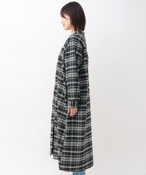チチカカ（TITICACA） シャツワンピース リャマ刺繍チェックシャツ