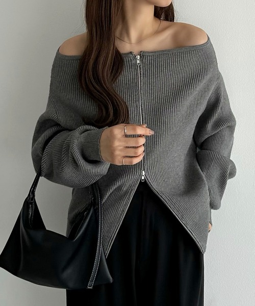callautia(カラウティア) ニット セーター Wジップオフショルニット callautia(カラウティア) ニット セーター Wジップオフショルニット