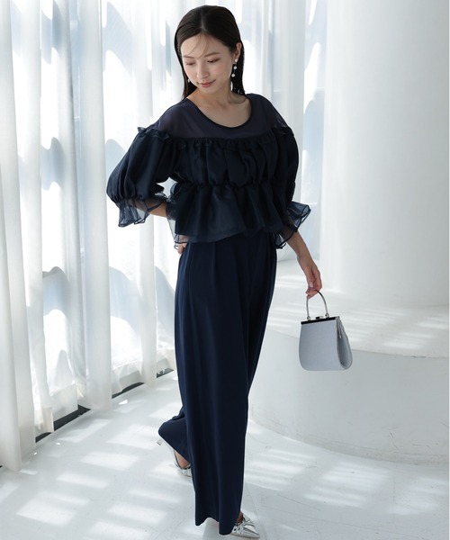PREFERIR結婚式お呼ばれドレスセットアップ美品 PREFERIR ドレス ボタニカル 刺繍レース 結婚式 パーティー