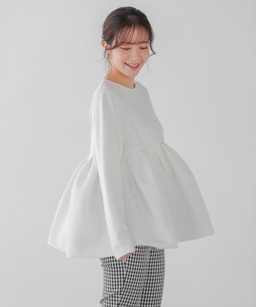 Fit more（フィットモア） ボリュームタックペプラムトップス