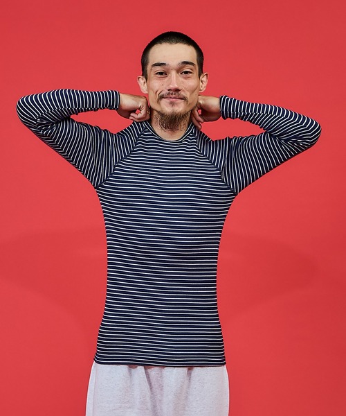 WILDERNESS WEAR インナーシャツ 肌着 POLYPRO +190 L/S CREW STRIPE