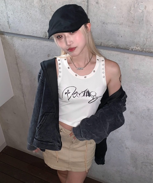 lilful パーカー ヴィンテージ加工ピグメントジップアップ